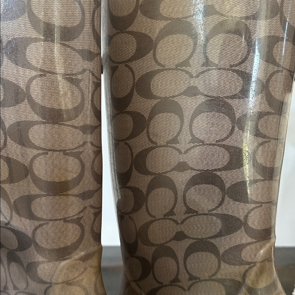 Coach Brown Logo-Print PVC Rain Boots - Picture 2 of 6
